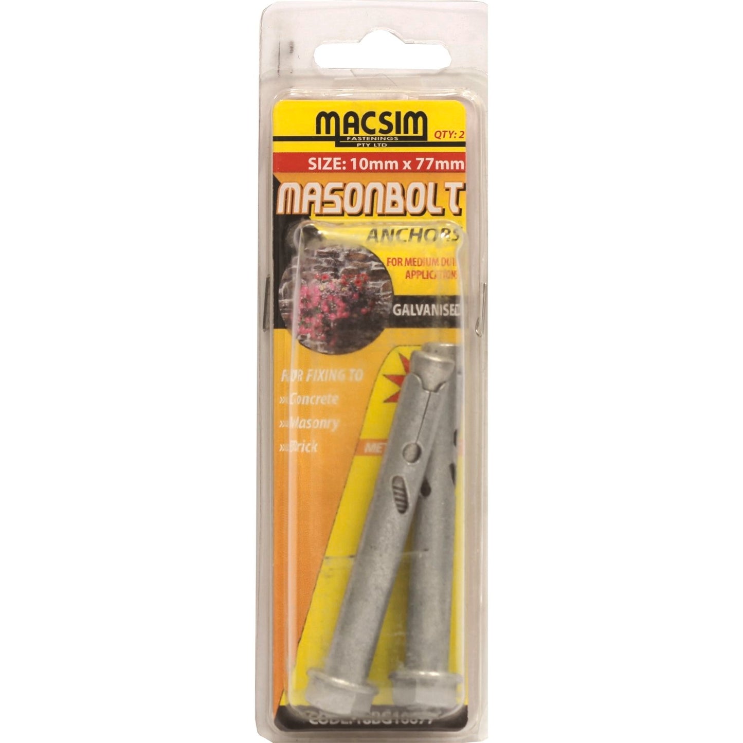 Macsim Fasteners - 10 x 77mm Galvanised Sleeve Anchor - 2 Pack