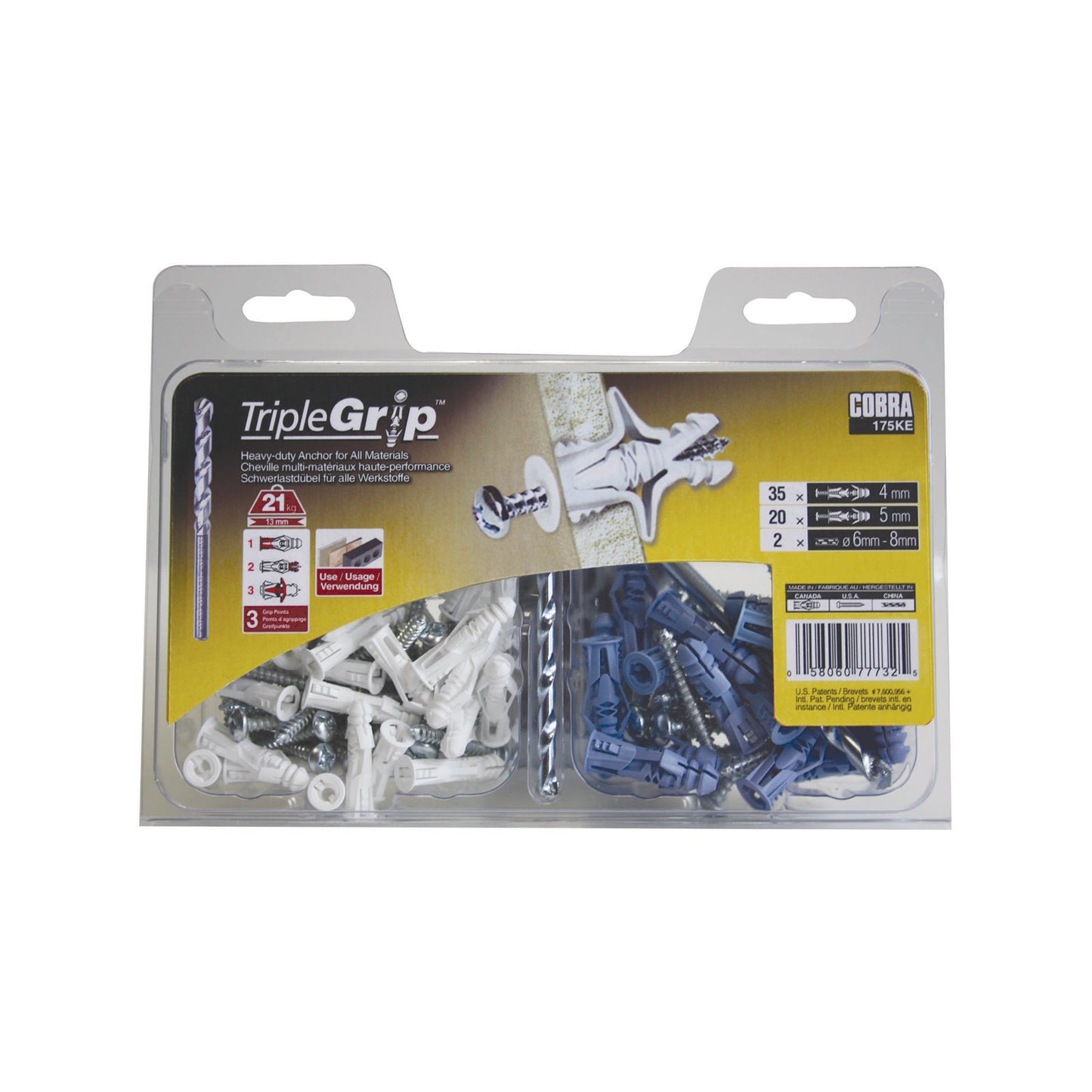 Cobra Assorted Triple Grip Anchor Kit - 55 Pack