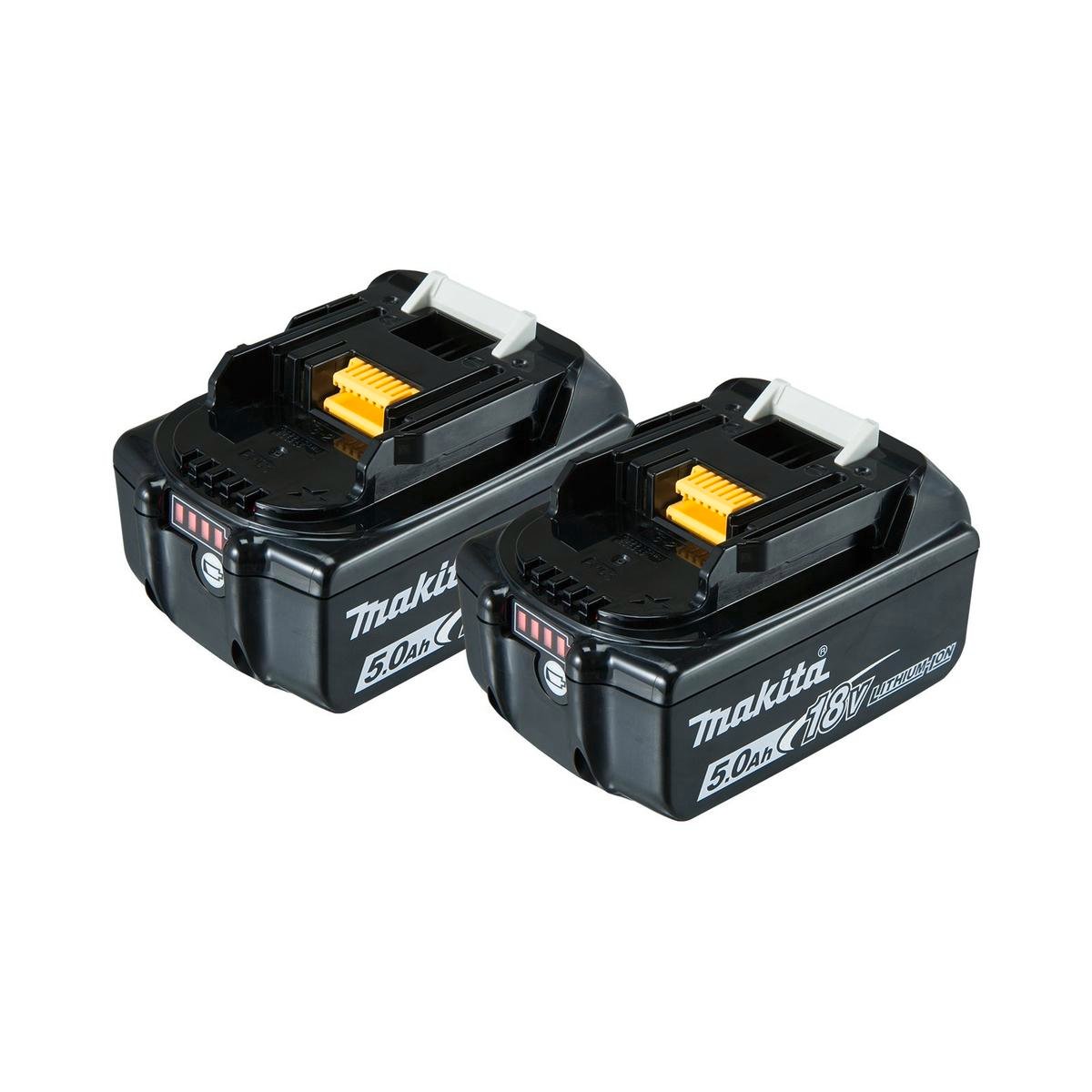 Makita 18V LXT Li-ion 5.0Ah Battery Twin Pack - 2 Batteries - 195mm x 130mm x 105mm