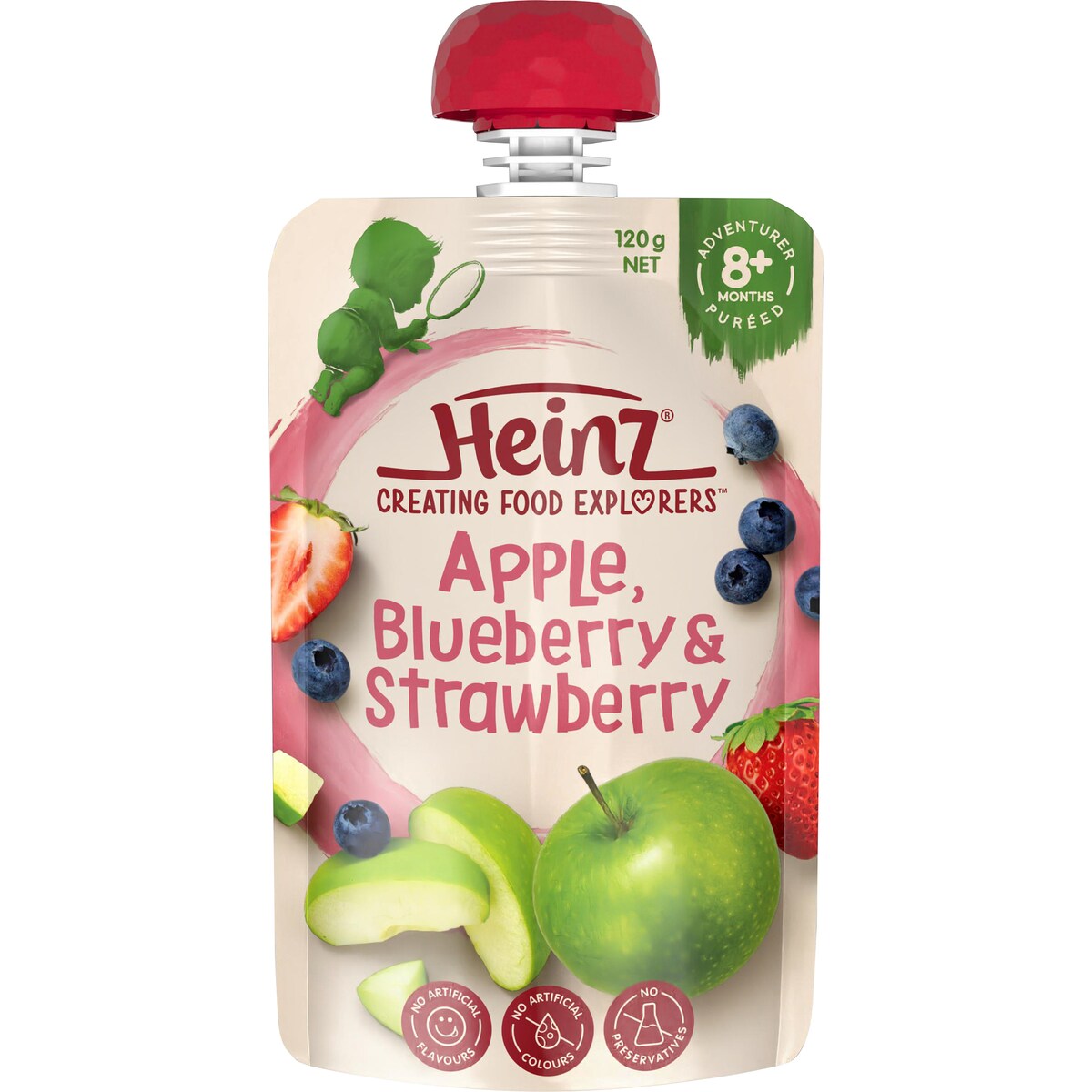 Heinz Baby Food 8+ Months Apple, Blueberry & Strawberry 120g