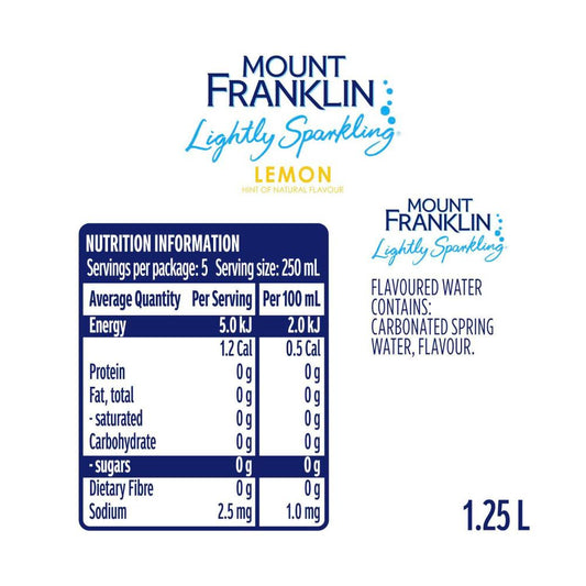 Mount Franklin Lightly Sparkling Water Lemon - 1.25L