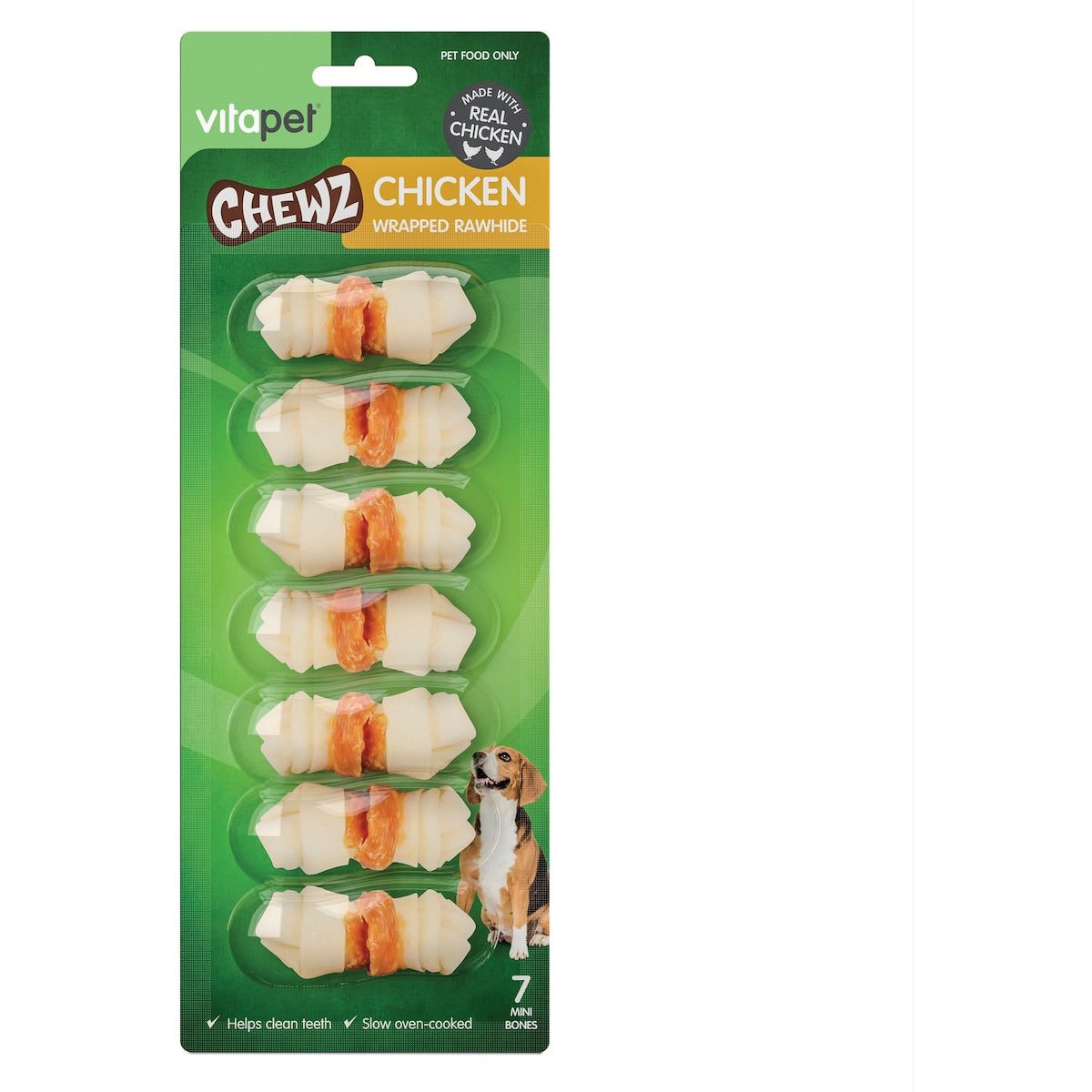 VitaPet Chewz Chicken Wrapped Rawhide Dog Treats 7 Pack