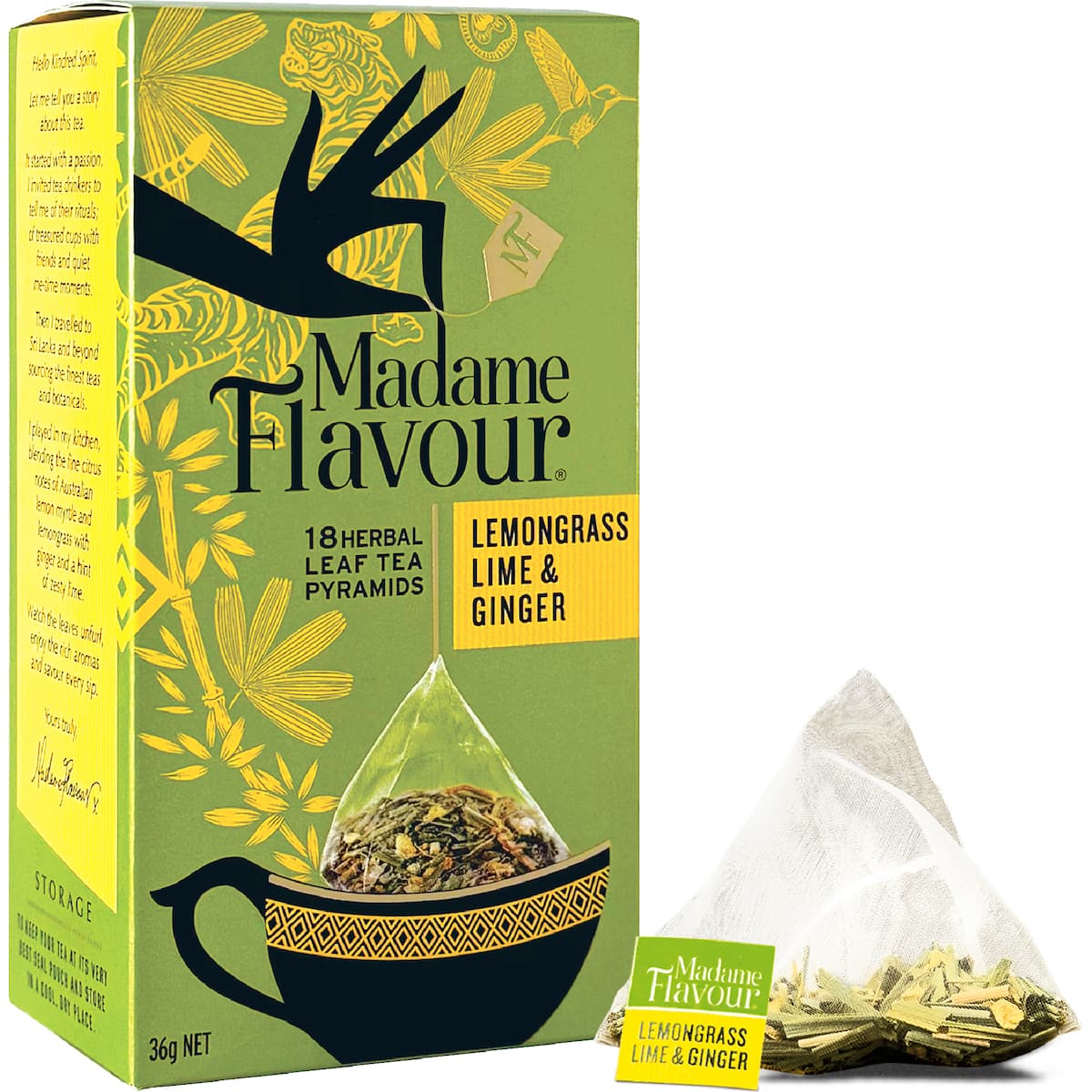 Madame Flavour Lemongrass Lime & Ginger Tea Pods 18 Pack