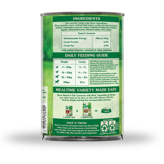 Nature's Gift Adult Wet Dog Food Casserole With Beef Vegetables & Barley 700g