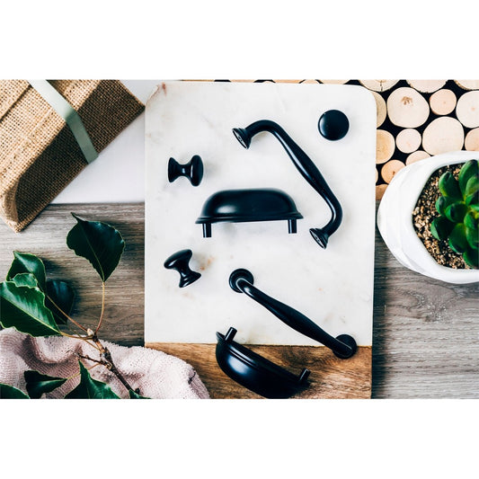 Lane 115mm Black Hampton Handle 4 Pack Matte Black Zinc Alloy Stylish