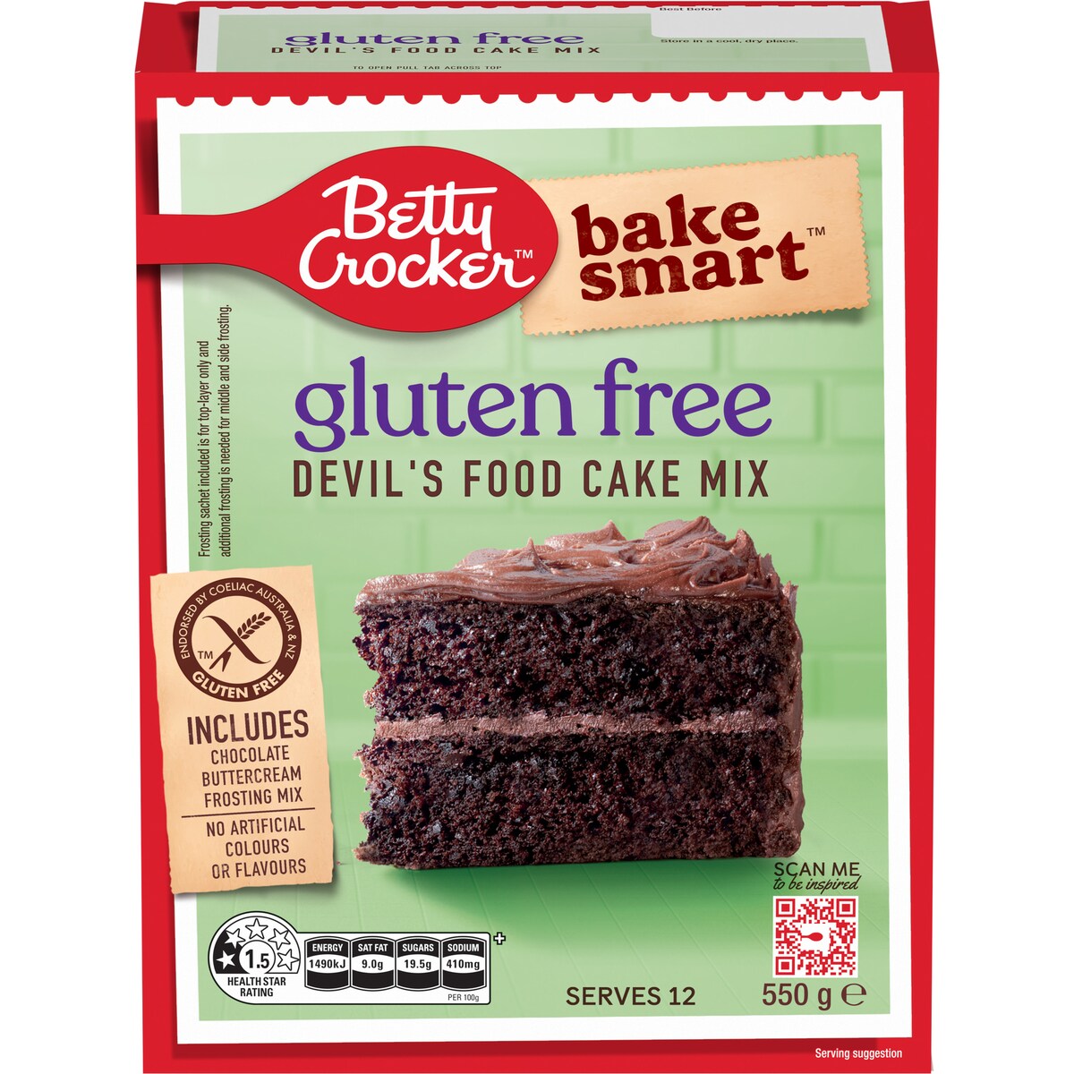 Betty Crocker Devils Food Gluten Free Cake Mix 550g