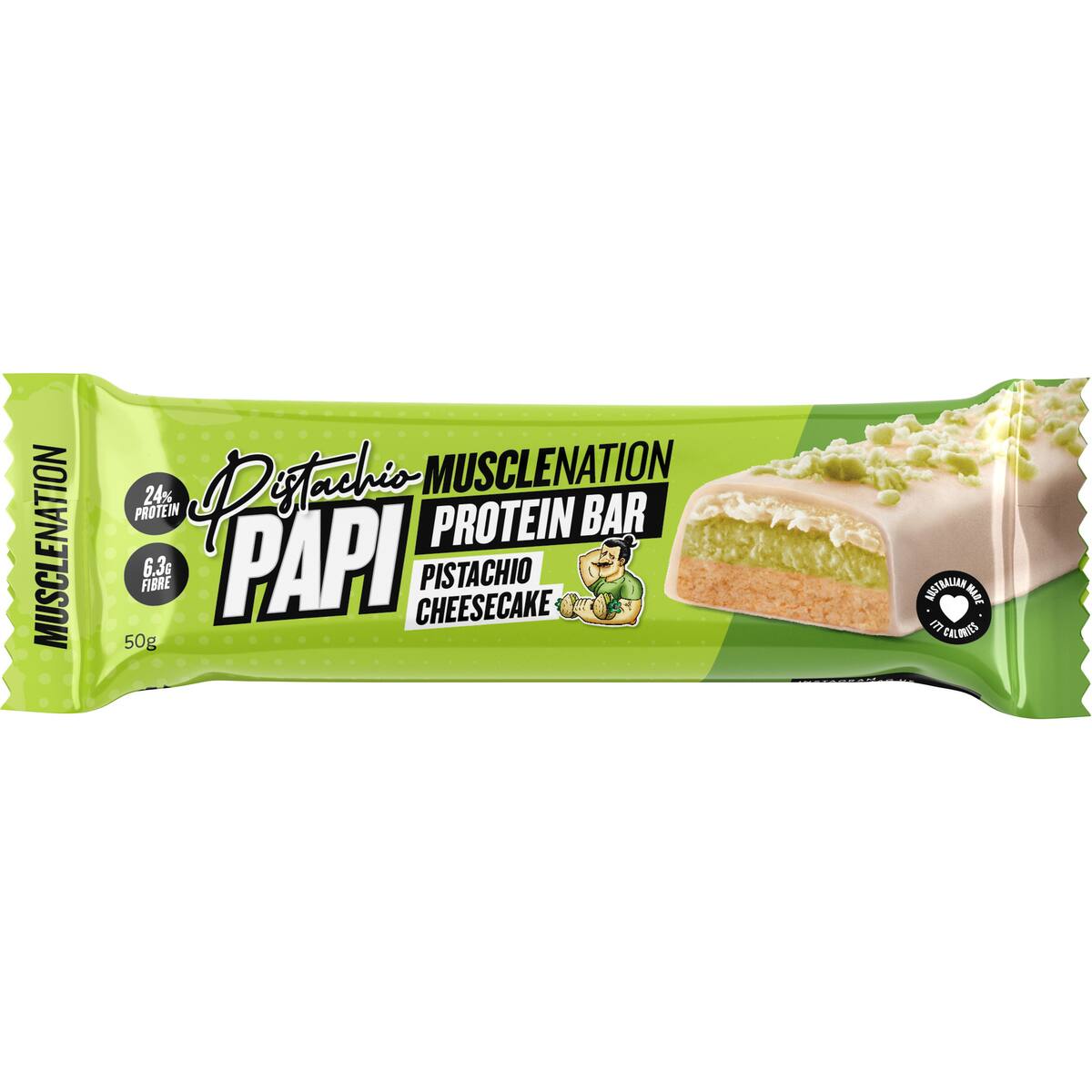Muscle Nation Pistachio Papi Protein Bar 50g