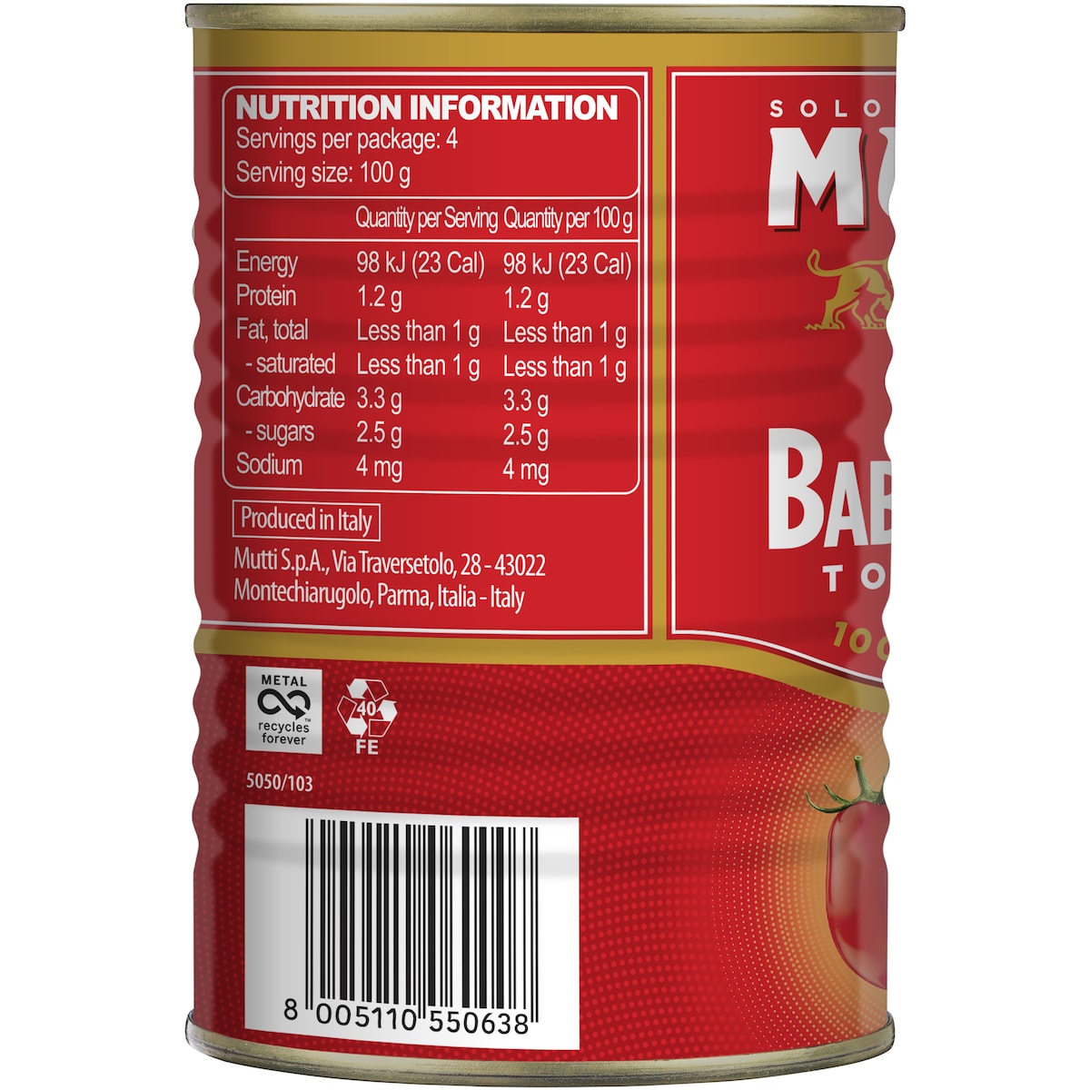 Mutti Baby Roma Tomatoes Whole 400g
