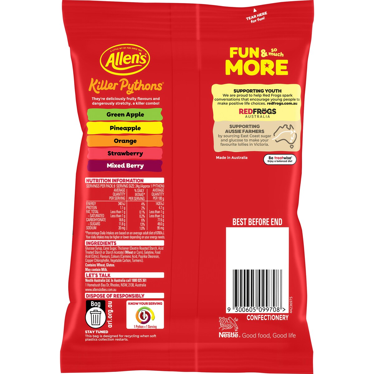 Allen's Killer Python Lollies Bag 192g