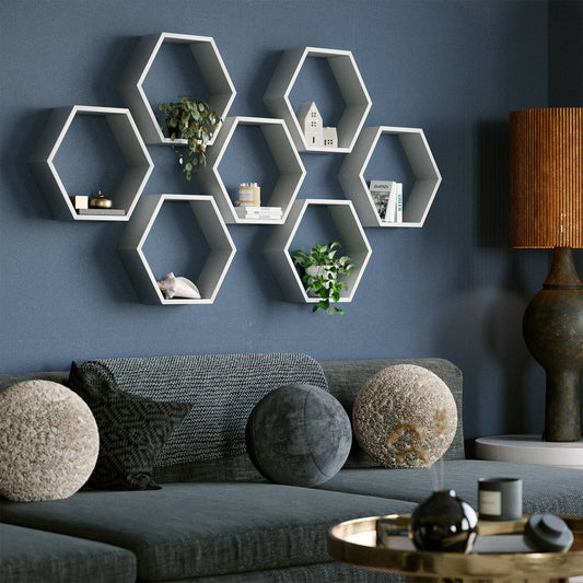 Flexi Storage White Matt Hexagonal Shelf - 350mm x 304mm x 100mm - White