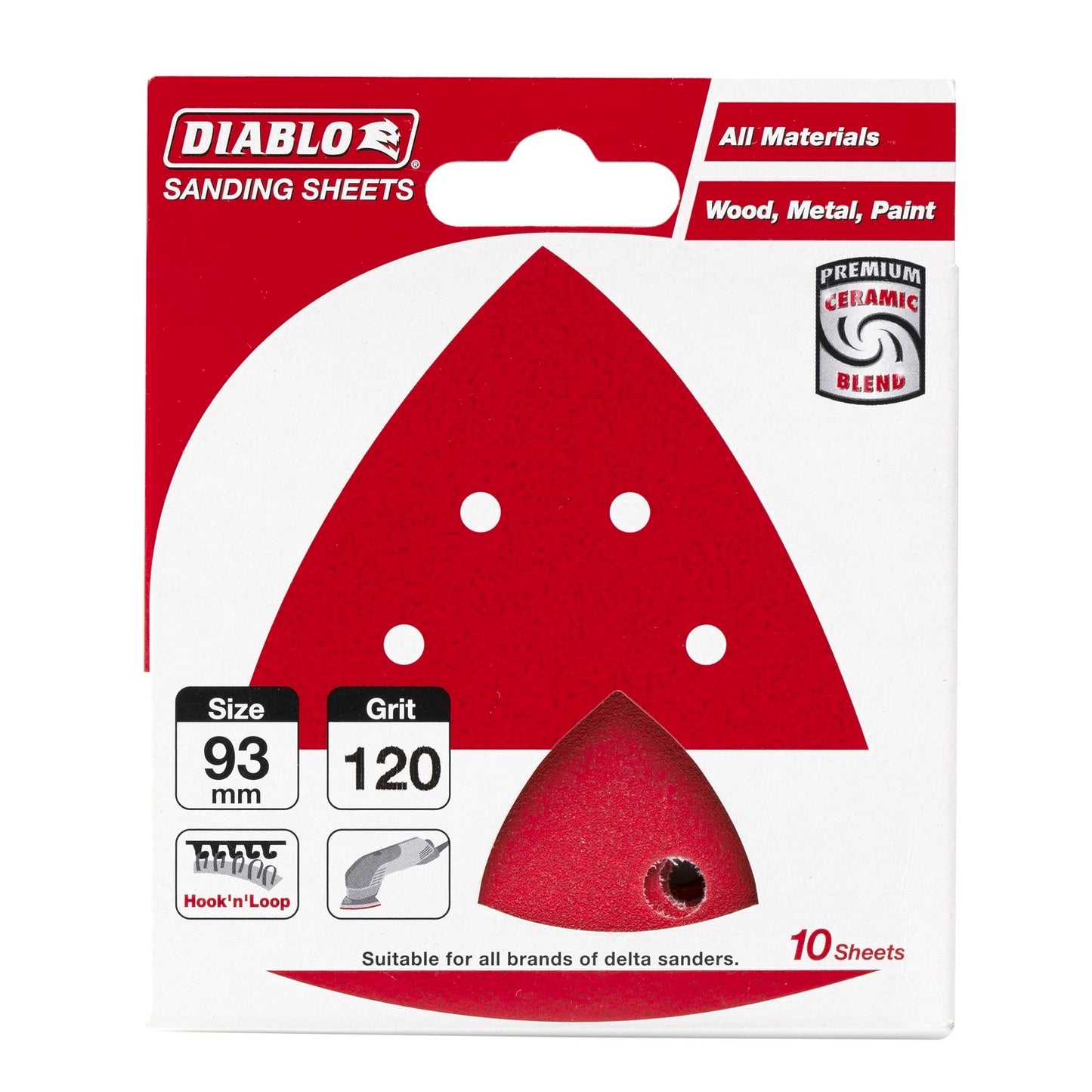 Diablo Detail Sander Sheets - 93 x 93mm - 120 Grit - 10 Pack