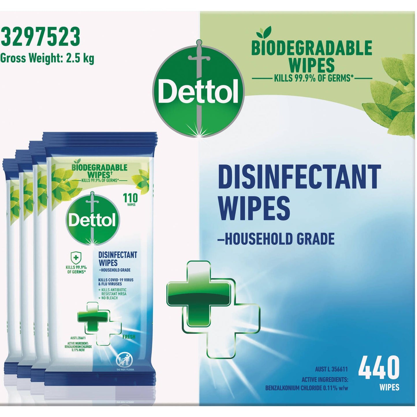 Dettol Multi Purpose Disinfectant Cleaning Wipes - 440 Pack