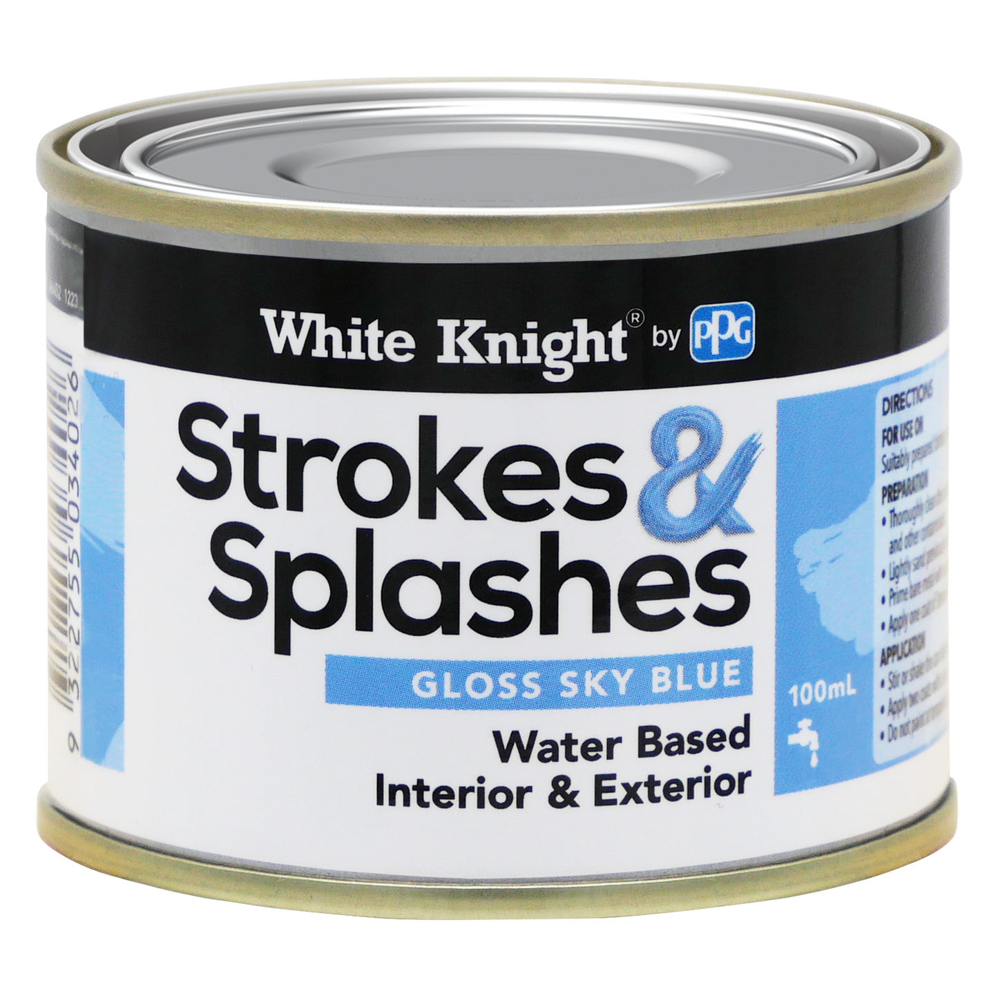 White Knight Sky Blue Strokes and Splashes Paint - 100ml
