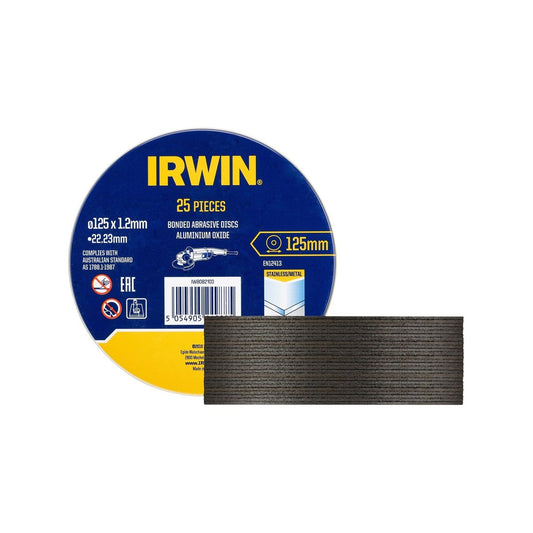 Irwin Metal Cut Off Disc 125mm - 25 Pack - Aluminium Oxide - 2mm