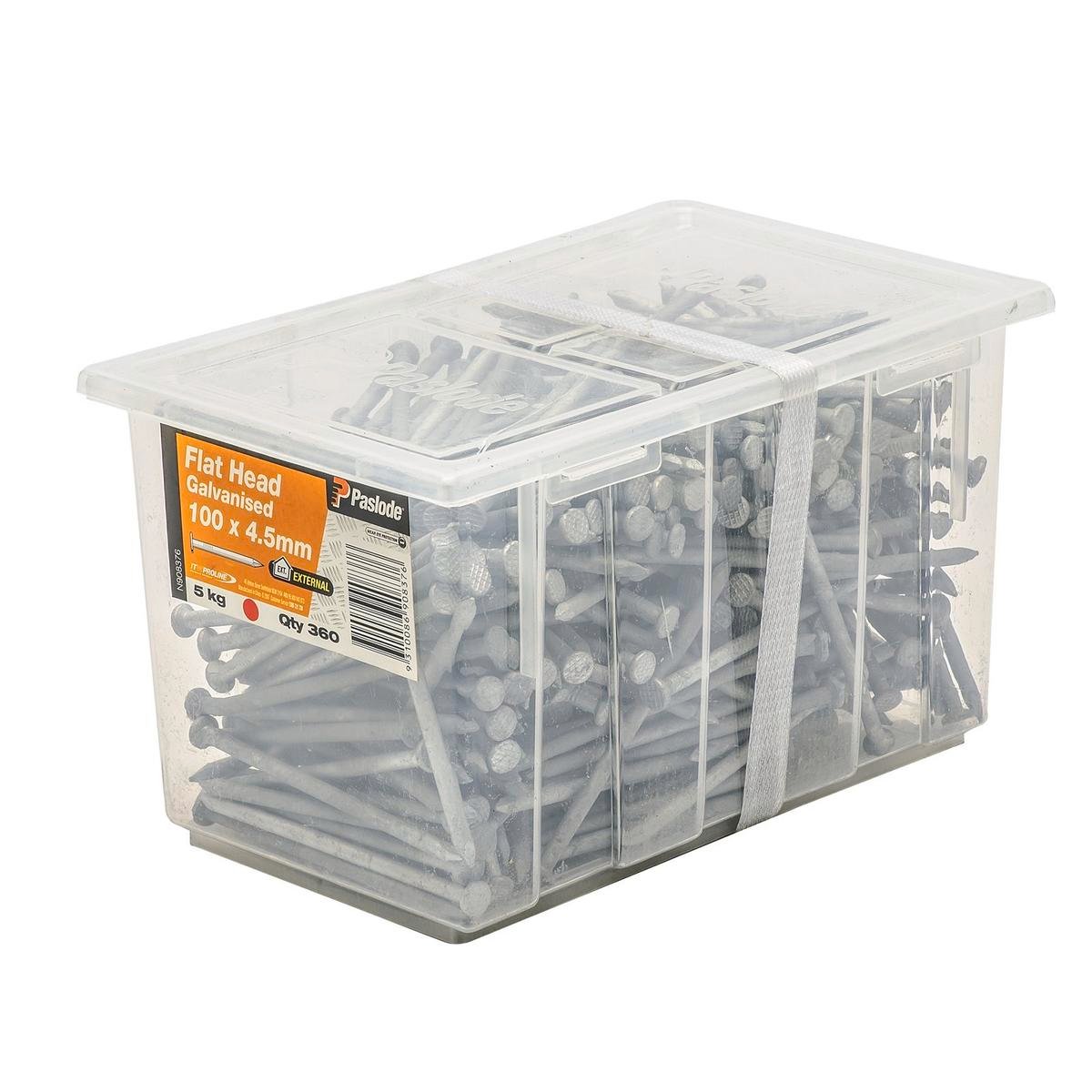Paslode Flat Head Galvanised Nails 100 x 4.5mm 5kg 360 Pack
