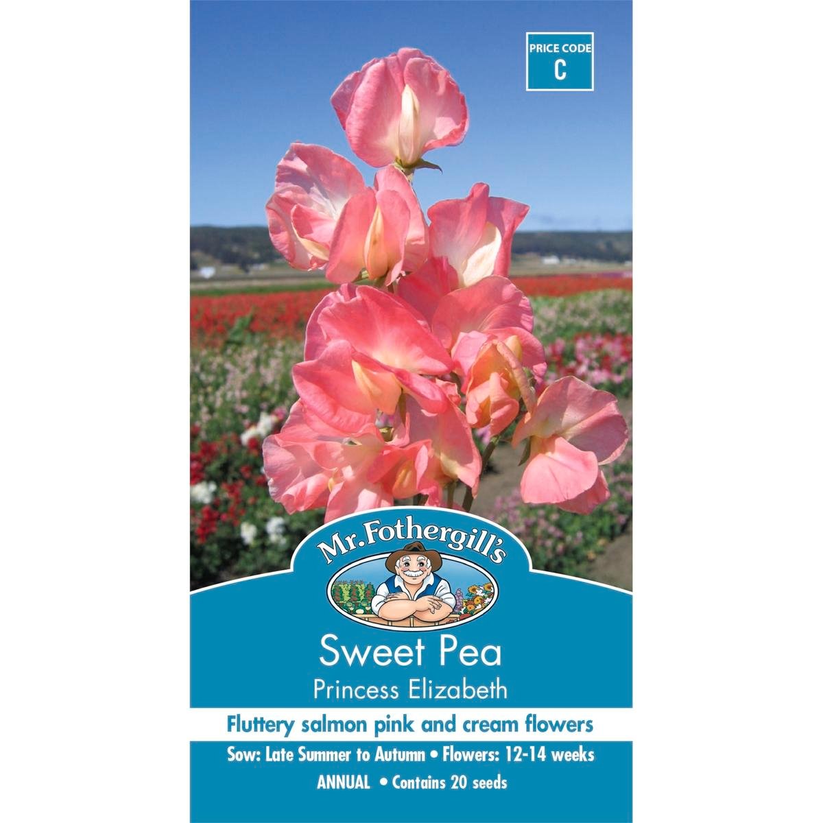 Mr Fothergill Sweet Pea Princess Elizabeth Seeds - 75mm - Easy Grow - Fragrant