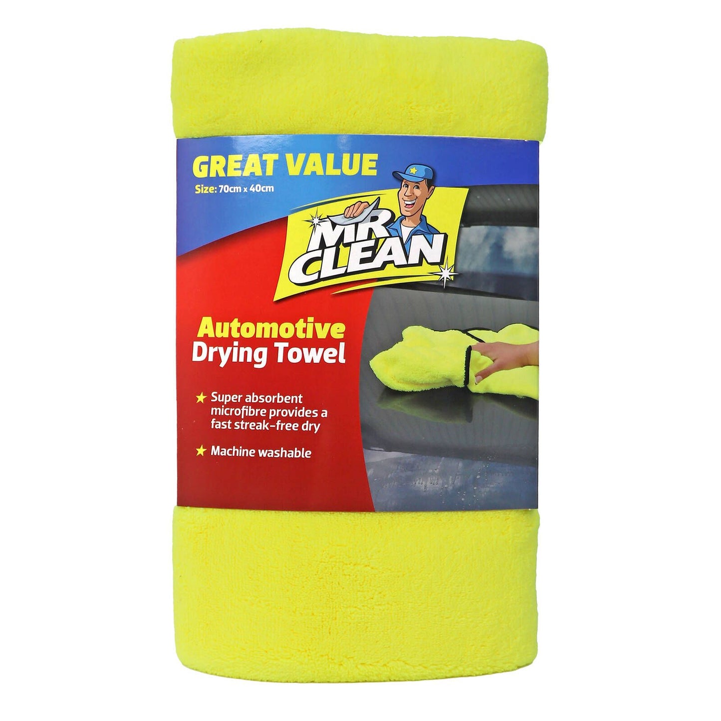 Mr Clean Automotive Drying Towel - 70 x 40cm - Yellow
