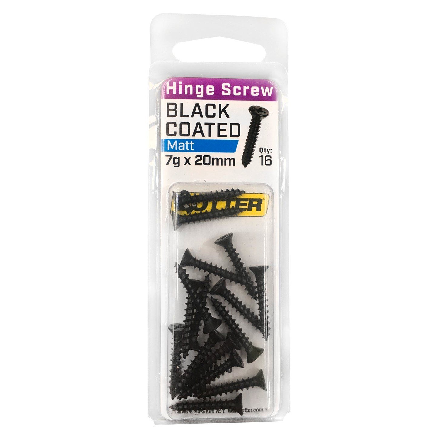 Otter Black Coated Hinge Screws - 7 x 20mm - 16 Pack