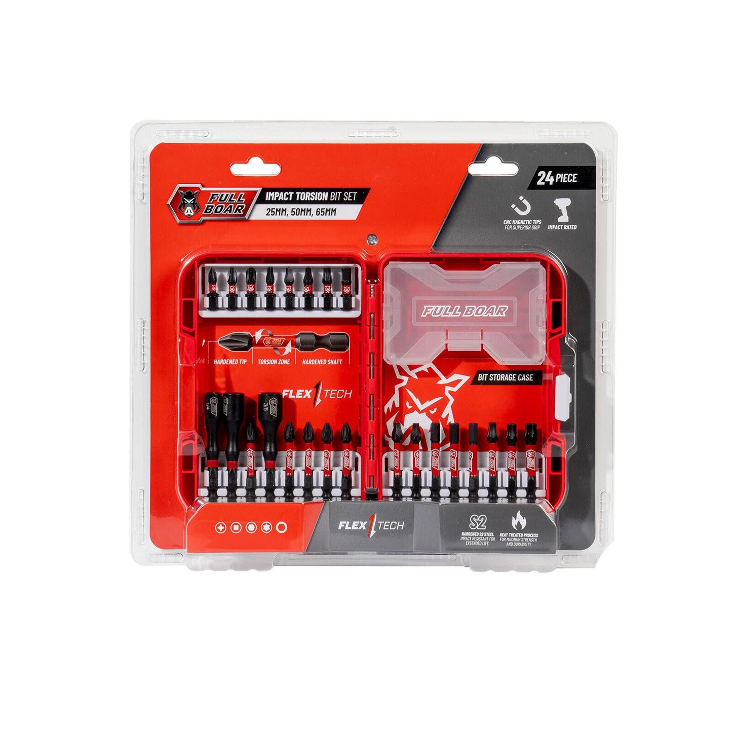 Full Boar Impact Torsion Bit Set - 24 Pack