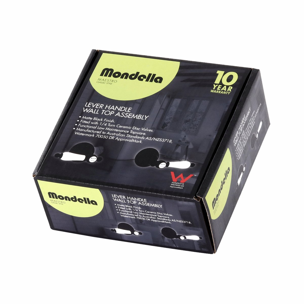 Mondella Maestro Black Wall Top Assembly Lever Handle - 400mm Brass - Low Maintenance