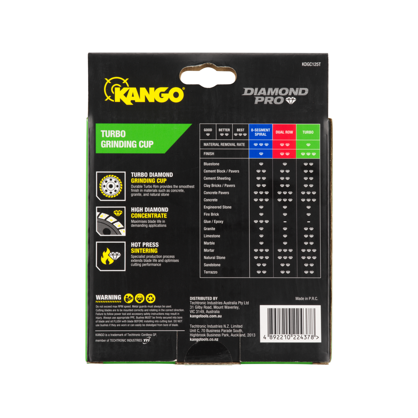 Kango Turbo Diamond Grinding Cup - 125mm