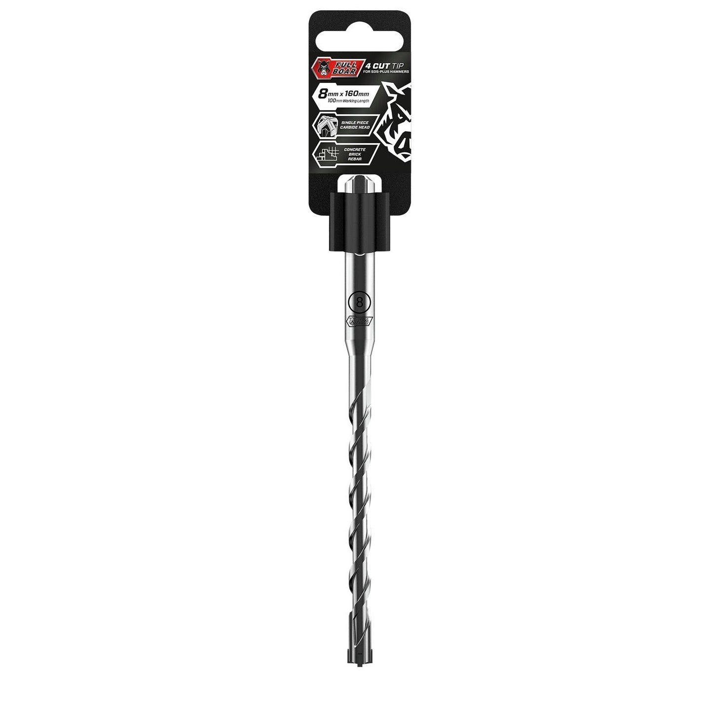 Full Boar 4 Cut Tip Drill Bit - 8 x 160mm