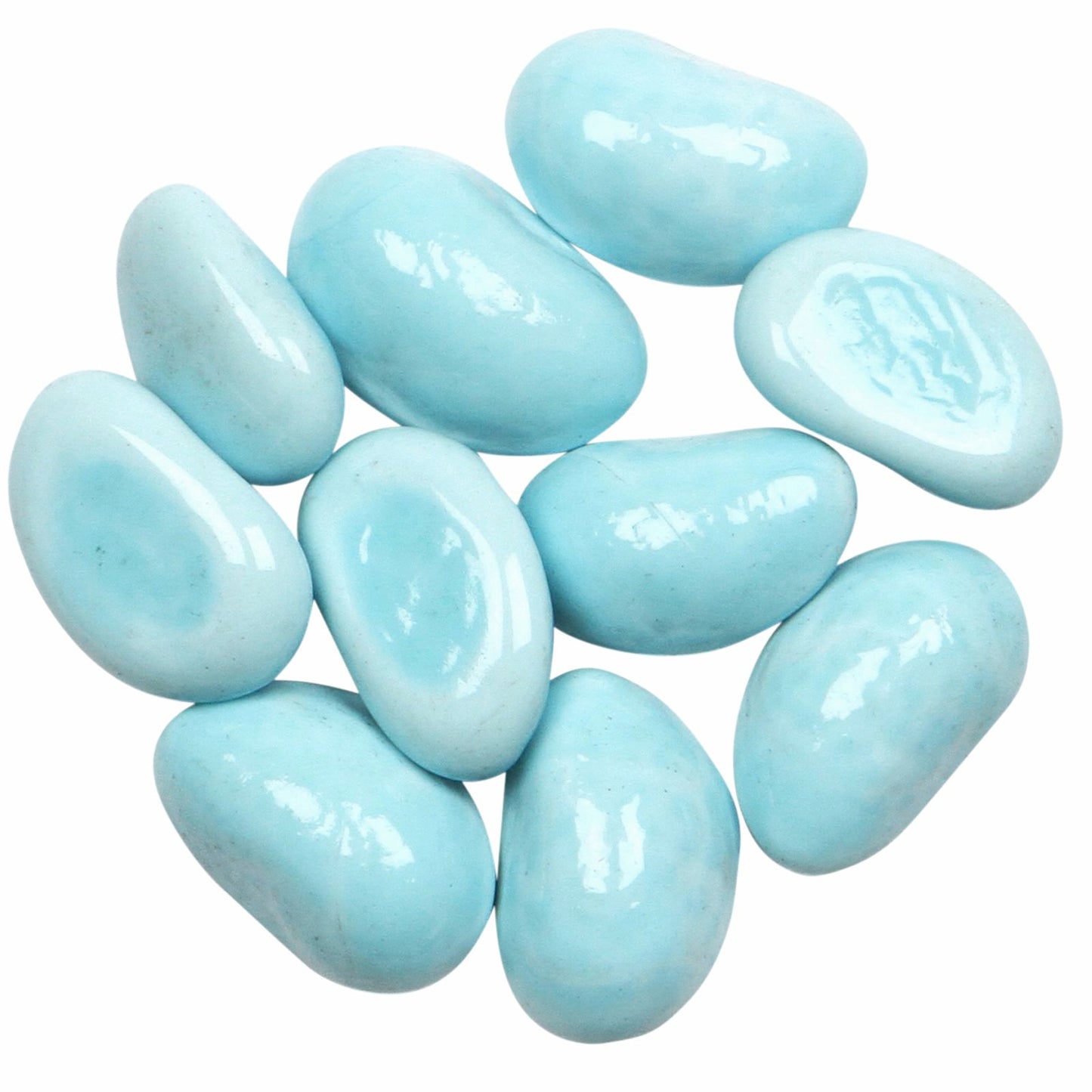Tuscan Path Moroccan Turquoise Glass Pebbles - 30-35mm - 1kg