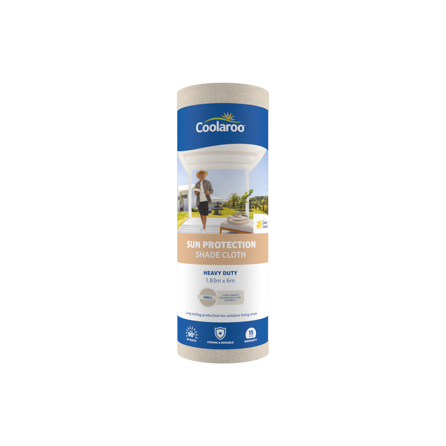 Coolaroo Shade Cloth - 1.83 x 6m - Shell - 90% UV