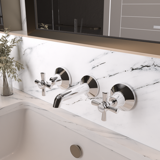Ezyfix Chrome Classic Wall Mounted Bath Set Lead Free Easy DIY Install Kit