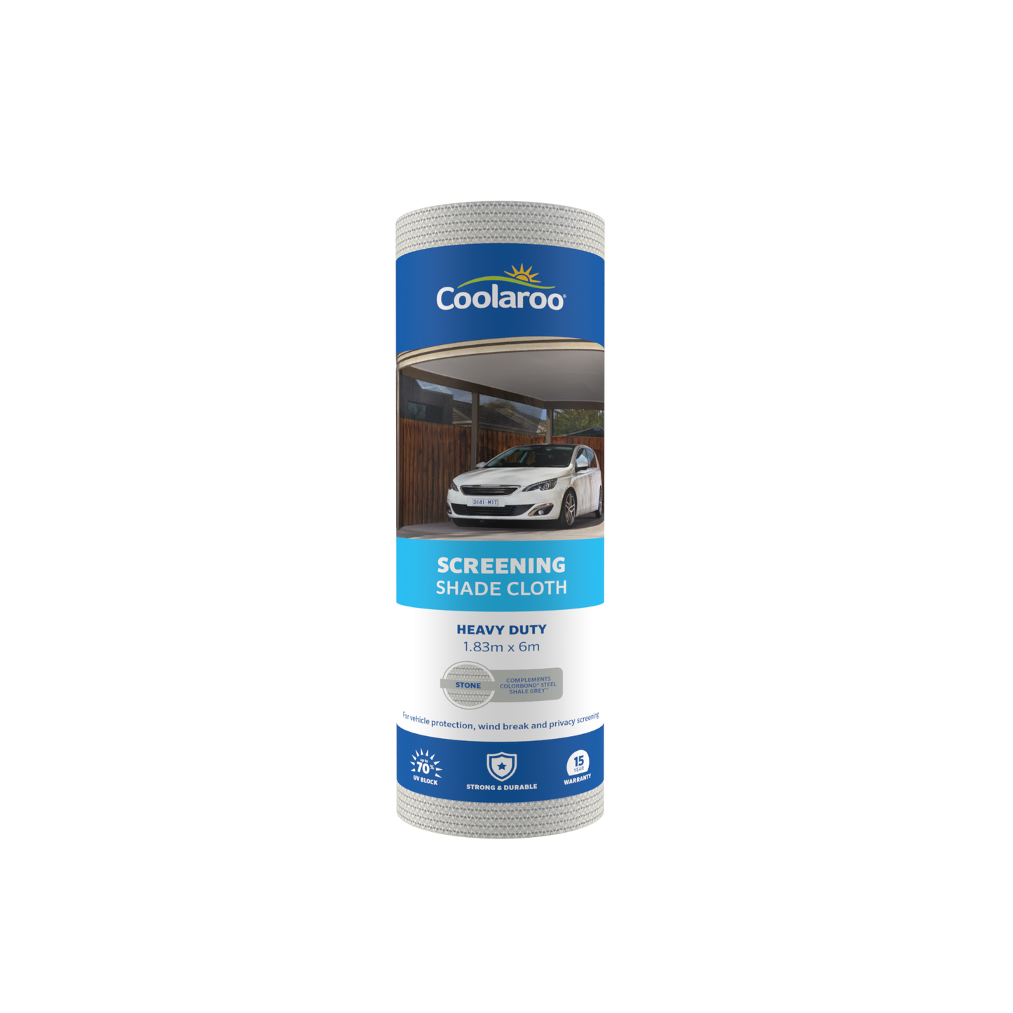Coolaroo Heavy Duty Screening Shade Cloth - 1.8 x 6m - Stone