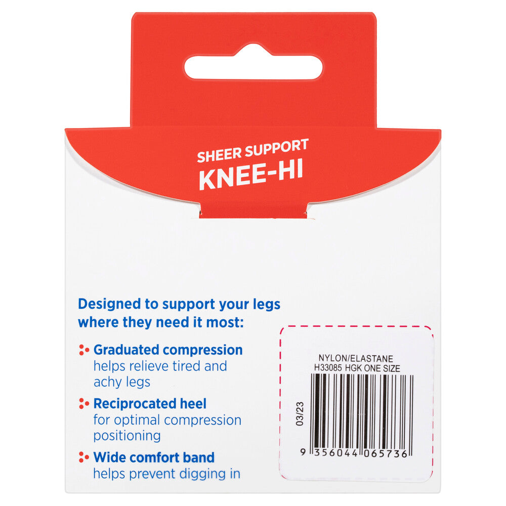 Sheer Relief Osfa Pantyhose Knee Hi Mid Beige - 1 pack