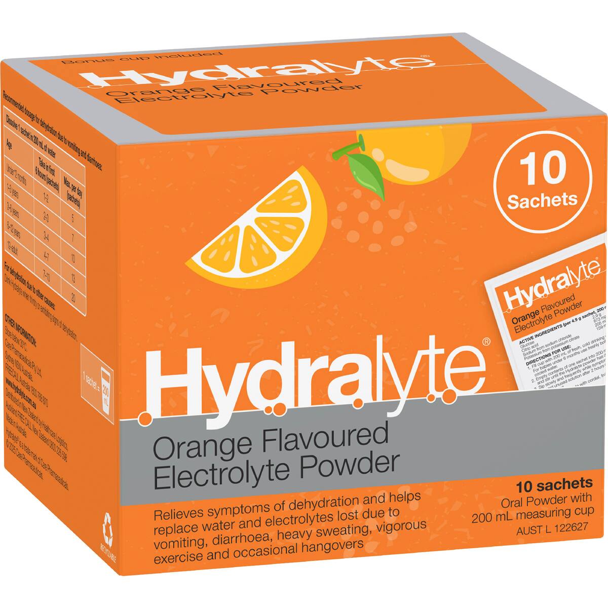 Hydralyte Powder Sachets Orange 10 Pack