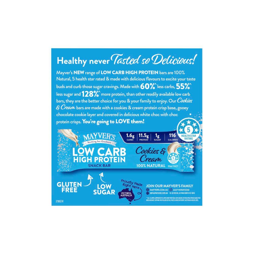 Mayver's Low Carb High Protein Cookies & Cream Bars 4 Pack - 128g