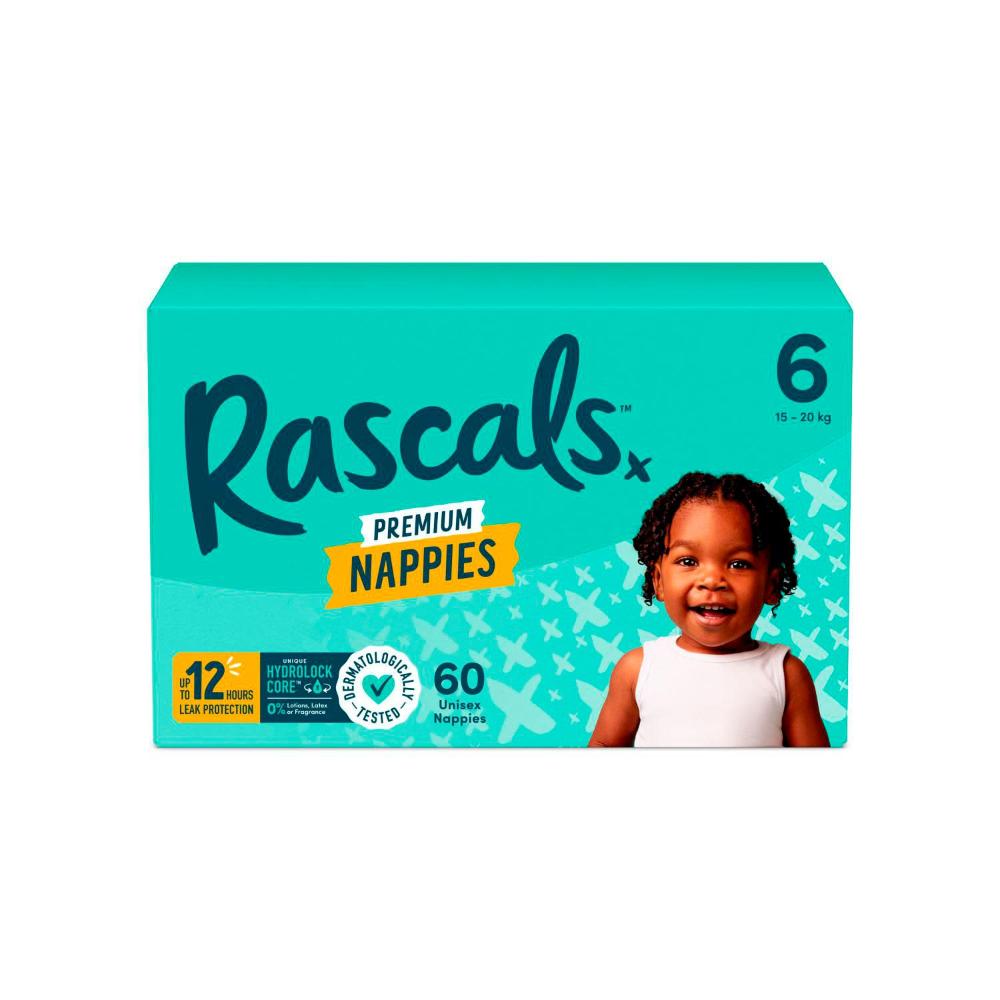 Rascals Premium Nappies Size 6 (15-20kg) - 60 Pack
