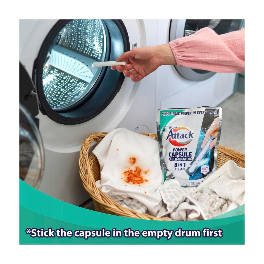 Biozet Attack Power Laundry Capsules + Eliminator 8 In 1 - 30 pack