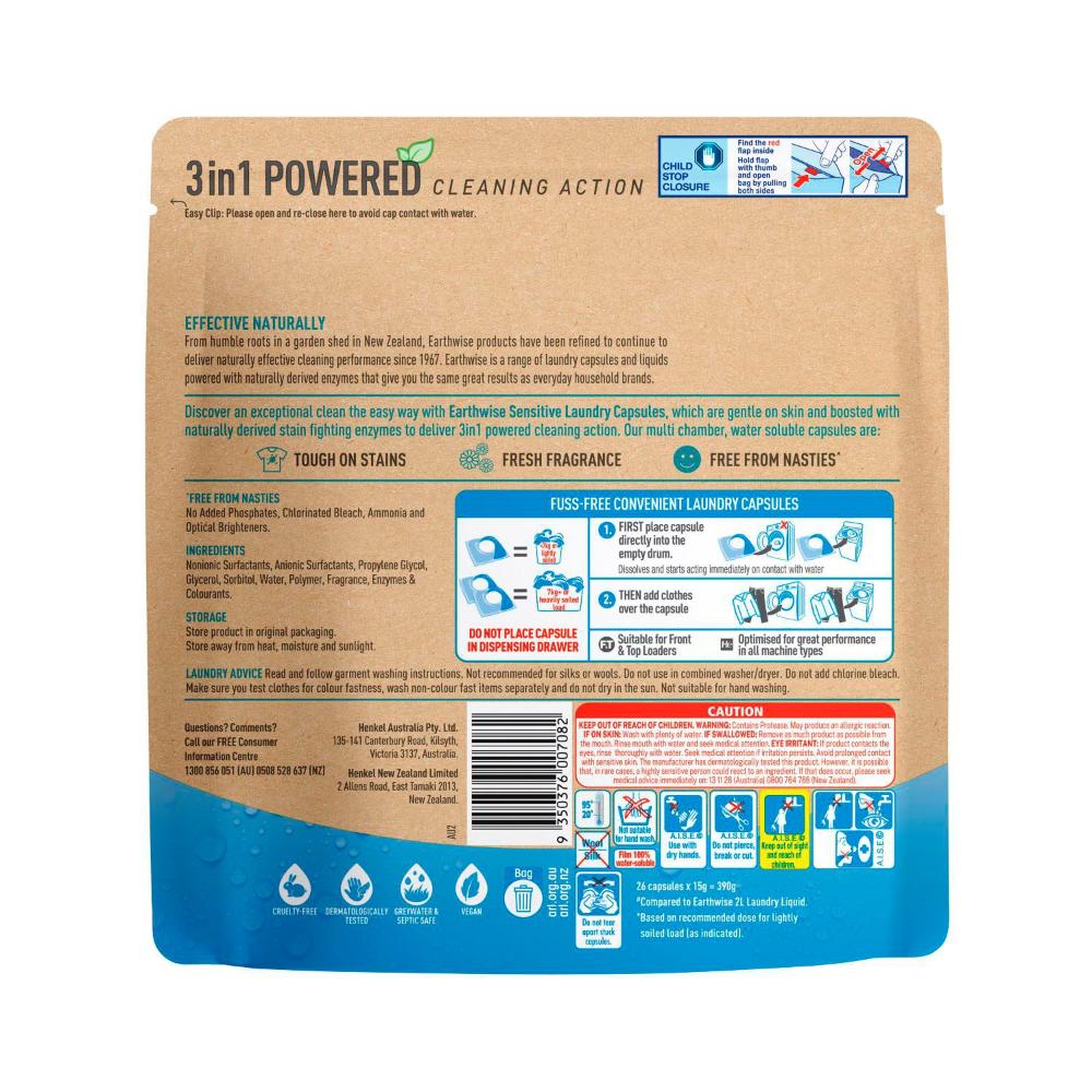 Earthwise 3 In 1 Laundry Capsules Sensitive - 26 pack