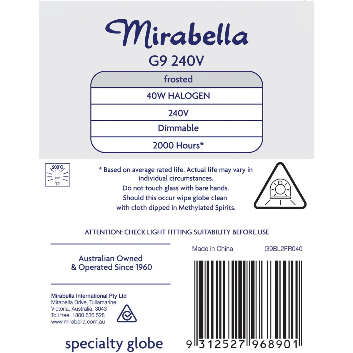 Mirabella 40W Dimmable Halogen Specialty Globe 2 pack
