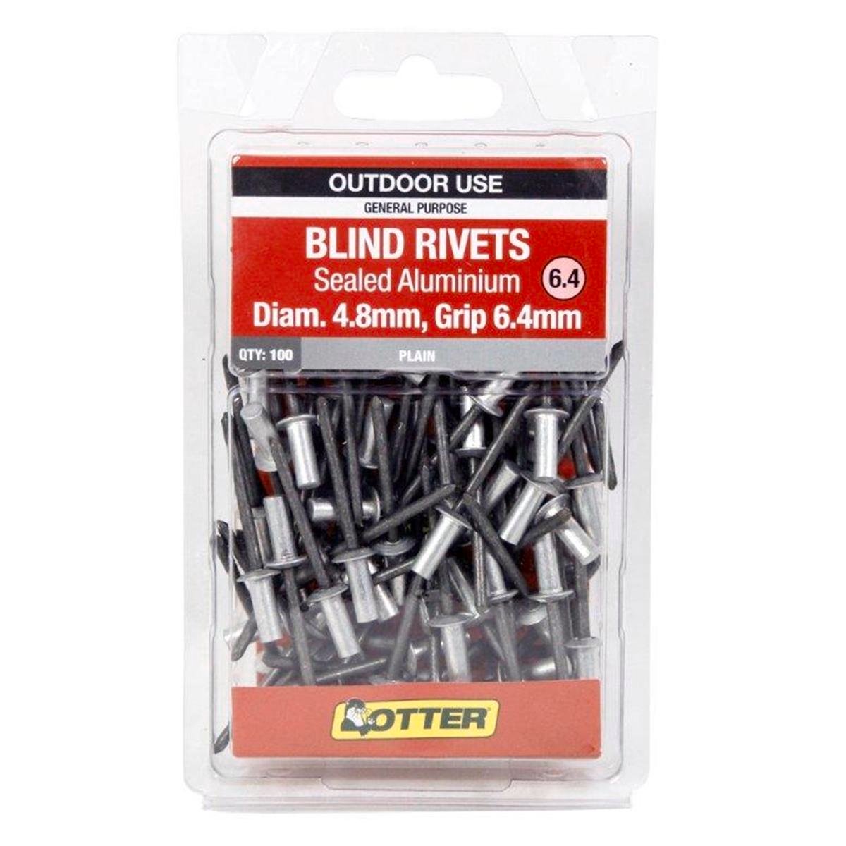 Otter Sealed Aluminium Blind Rivets 8 x 6 4mm 100 Pack Vibration Resistant