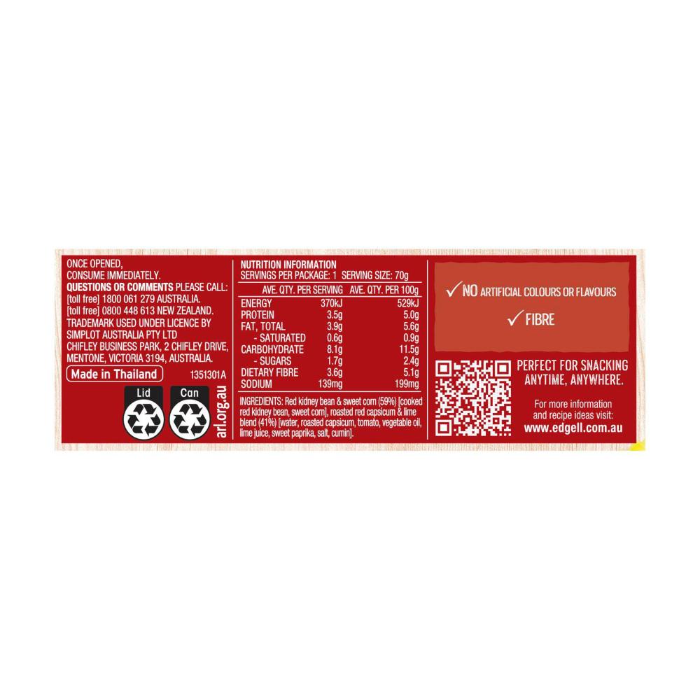 Edgell Snack Time Sweet Corn Red Kidney Beans Capsicum - 70g