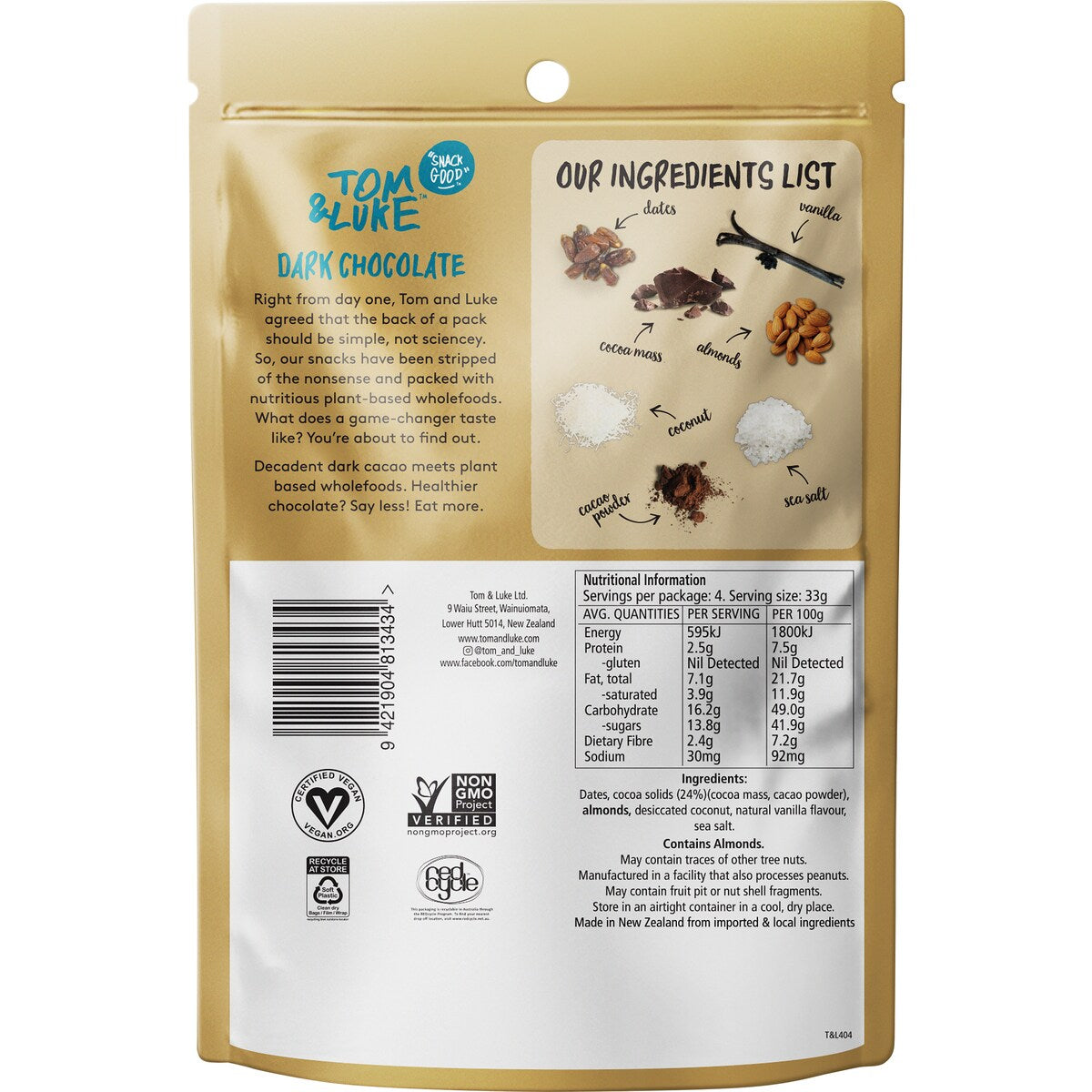 Tom & Luke Tom & Luke Snacka Balls Dark Chocolate 132g