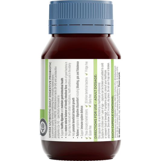 Swisse Ultibiotic Daily Digestive Probiotic Capsules 30 Pack