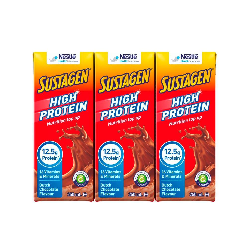 Sustagen High Protein Drink Chocolate 3x250ml - 750mL