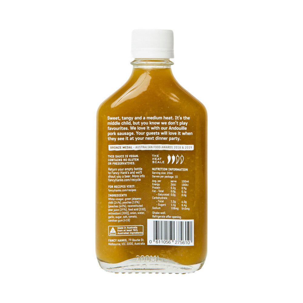 Fancy Hank's Jalapeno & Peach Hot Sauce - 200mL