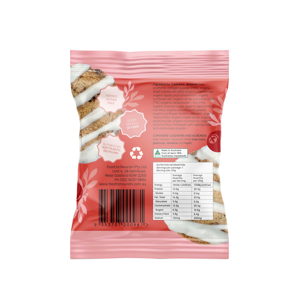 Food To Nourish Protein Cookie White Chocolate Cranberry - 60g