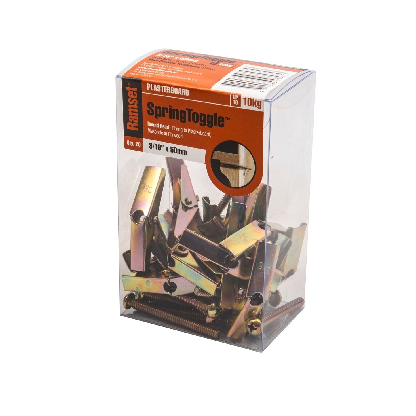 Ramset Spring Toggles - 3/16" x 50mm - 20 Pack