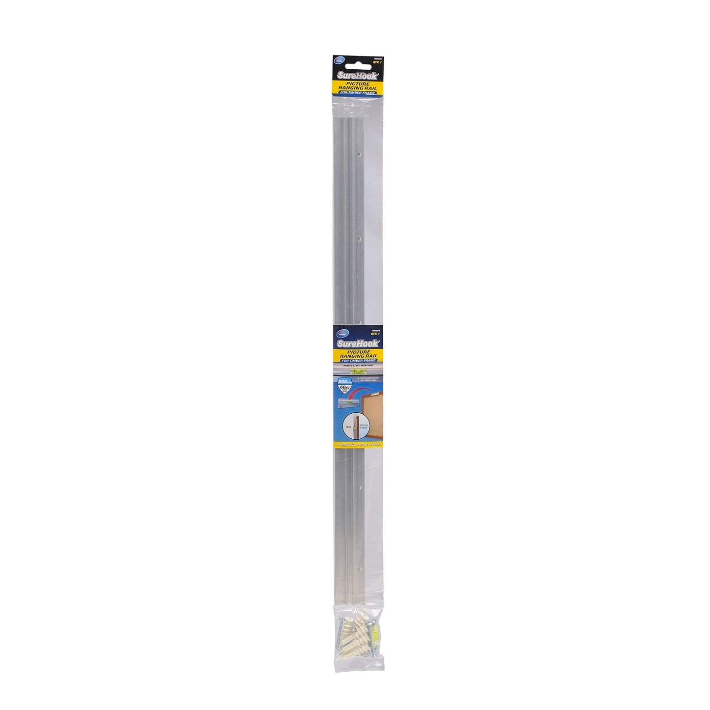Zenith Aluminium Surehook Picture Hanging Rail - 600mm