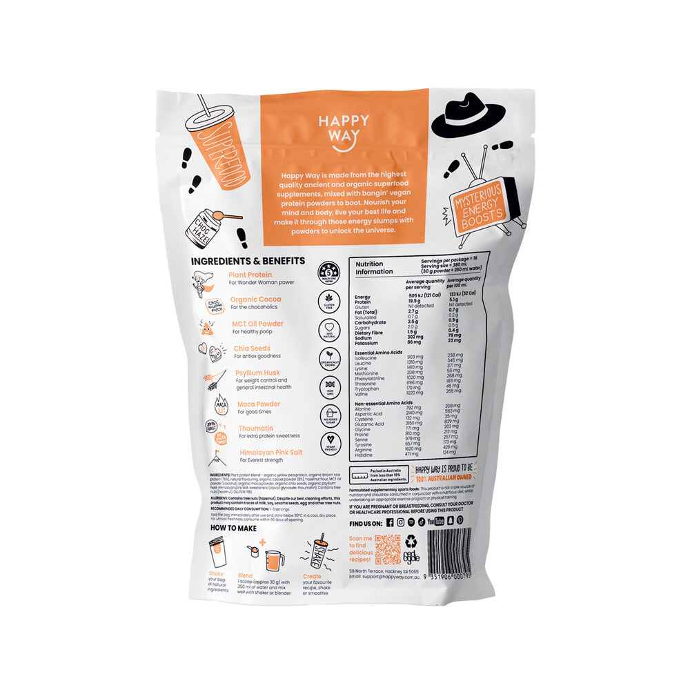Happy Way Vegan Protein Powder Chocolate Hazelnut - 500g