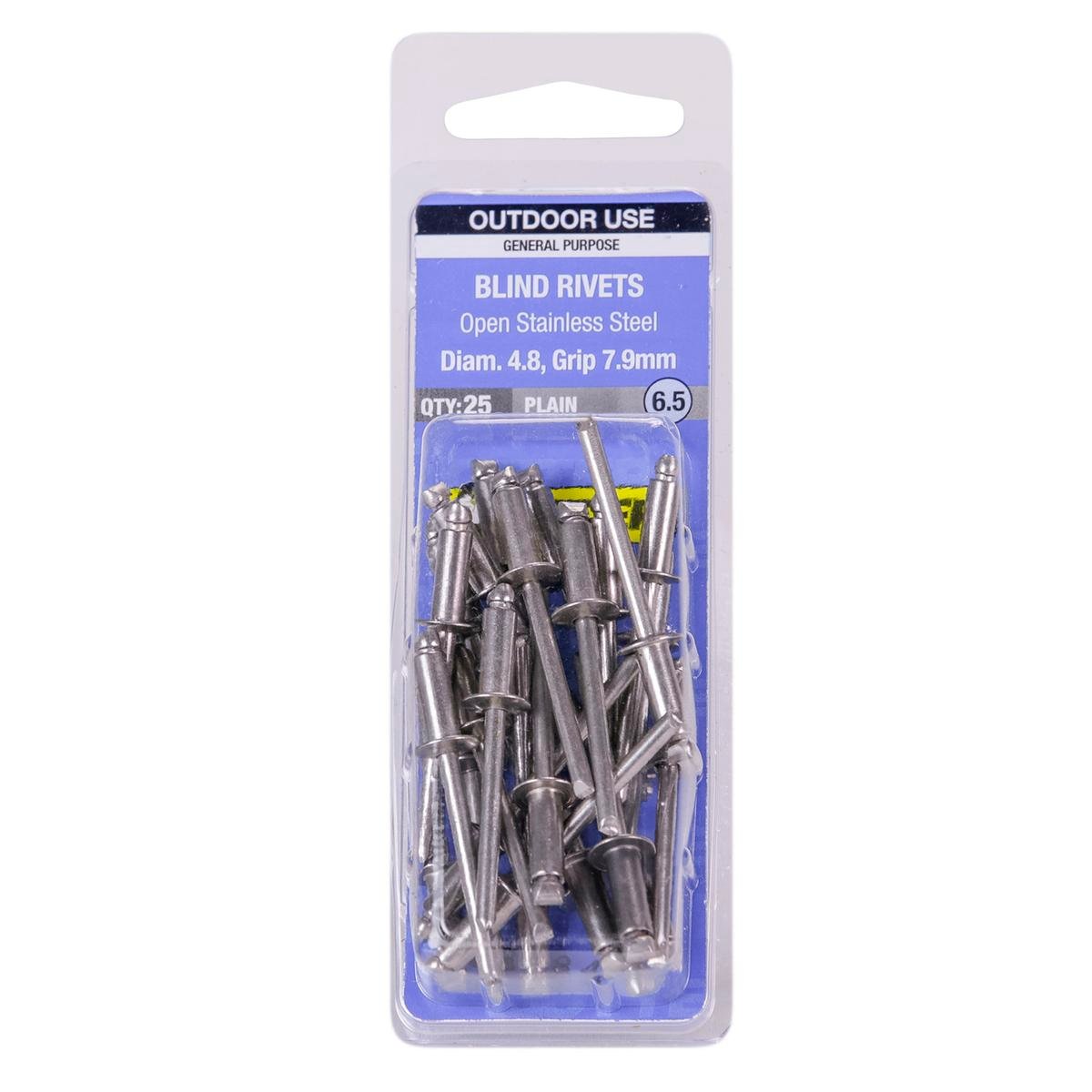 Otter Open Stainless Steel Blind Rivets 25 Pack - 4.8 x 7.9mm