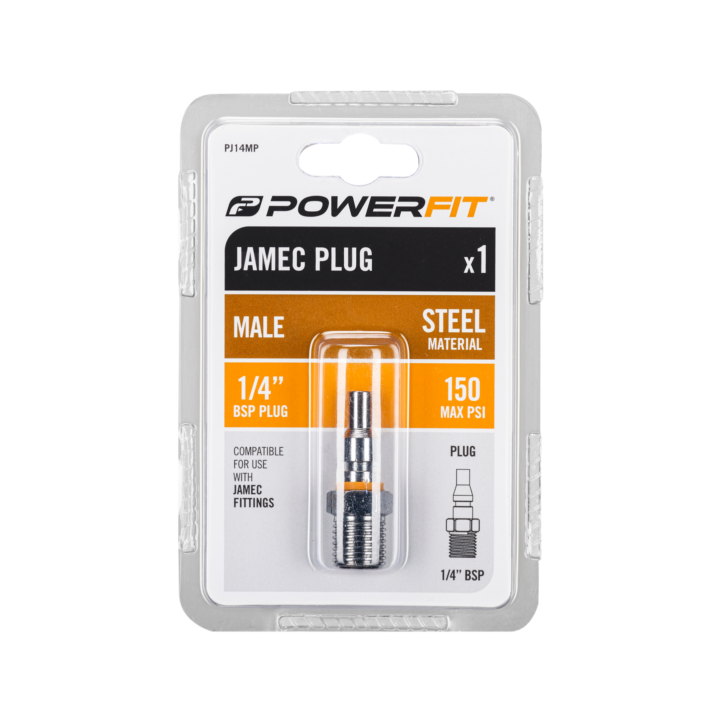 Powerfit Jamec Male Plug - 1/4"BSP - 150PSI