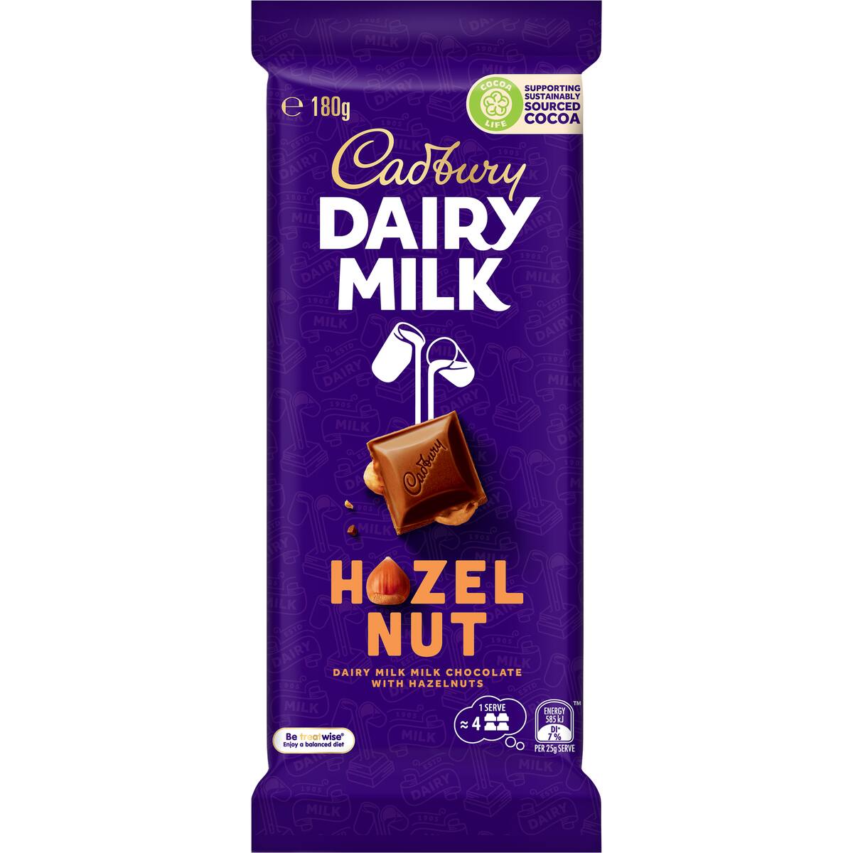 Cadbury Dairy Milk Hazelnut Chocolate Block 180g